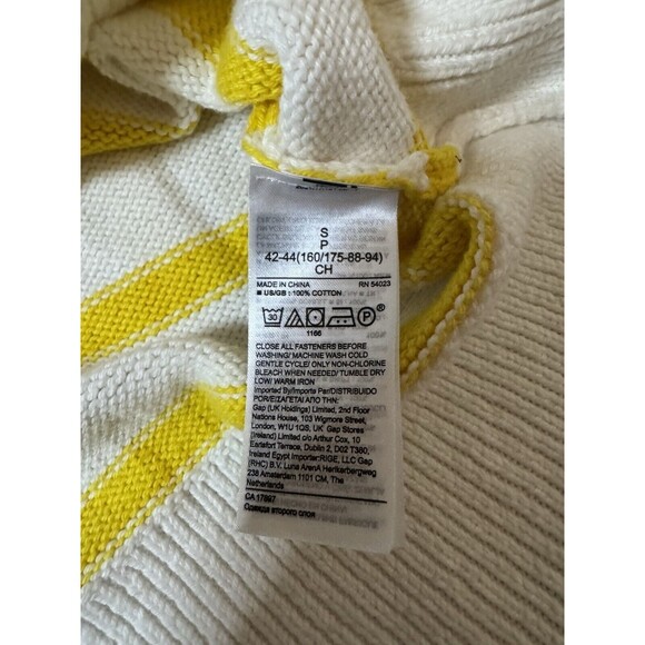 BANANA REPUBLIC Yellow Striped Oversized Half Zip Sweater Size Small Preppy - Picture 7 of 7
